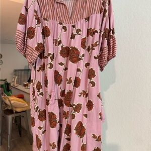 Knox Rose Pink Brown Tiered Wrap Sundress